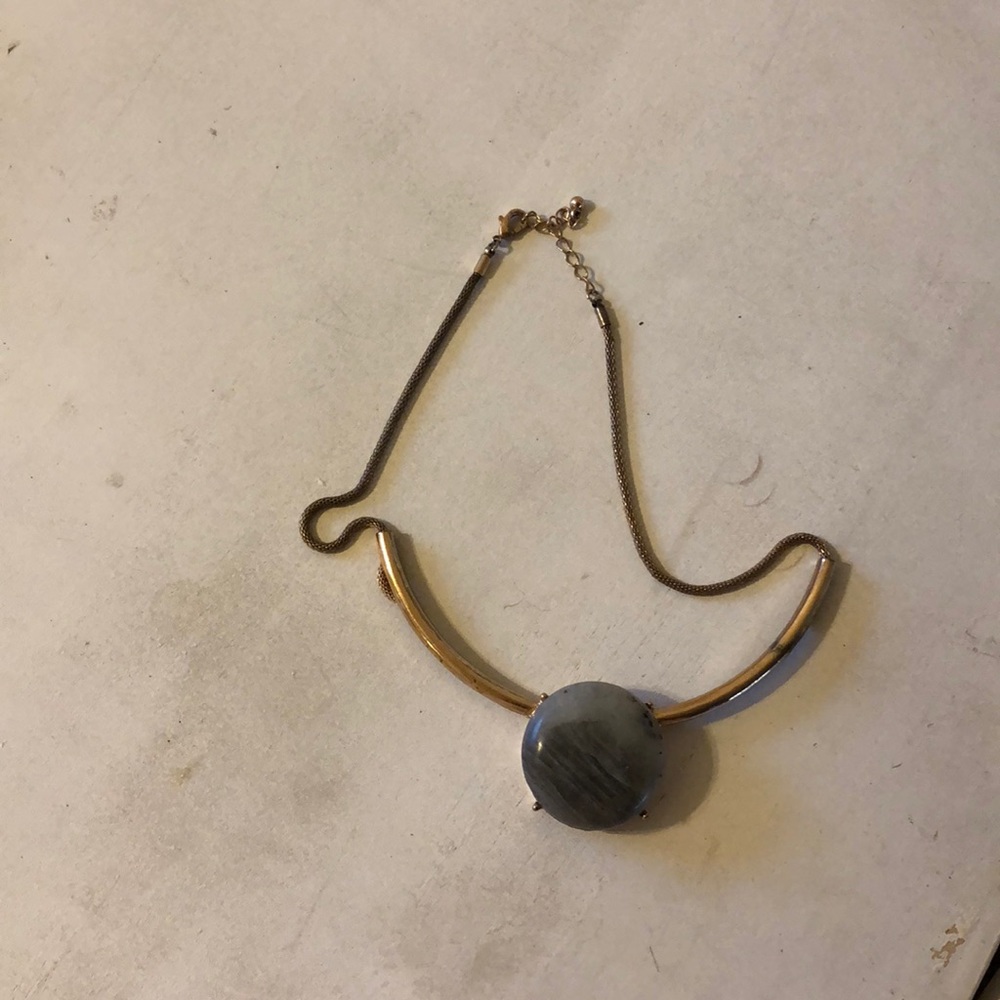 Marble stone gold necklace